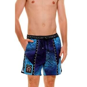 Agua Bendita Isaac Eter Boardshorts Swim Trunks Men Size 38 Blue NWT